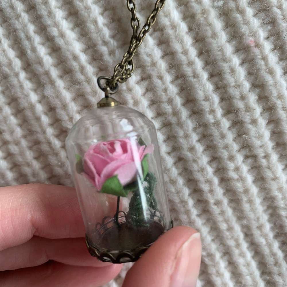 Beauty and the beast Rose necklace
